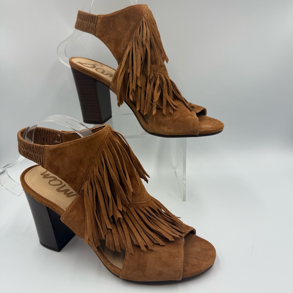 Sam Edelman Elaine Fringe Sandals Womens Strappy Fringe Cognac - Used